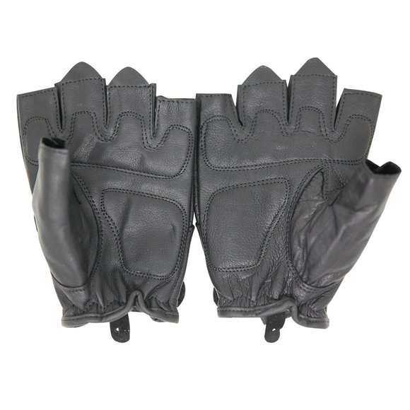 Mens Leather Fingerless Glove with Gel Palm - Picture 2 of 3
